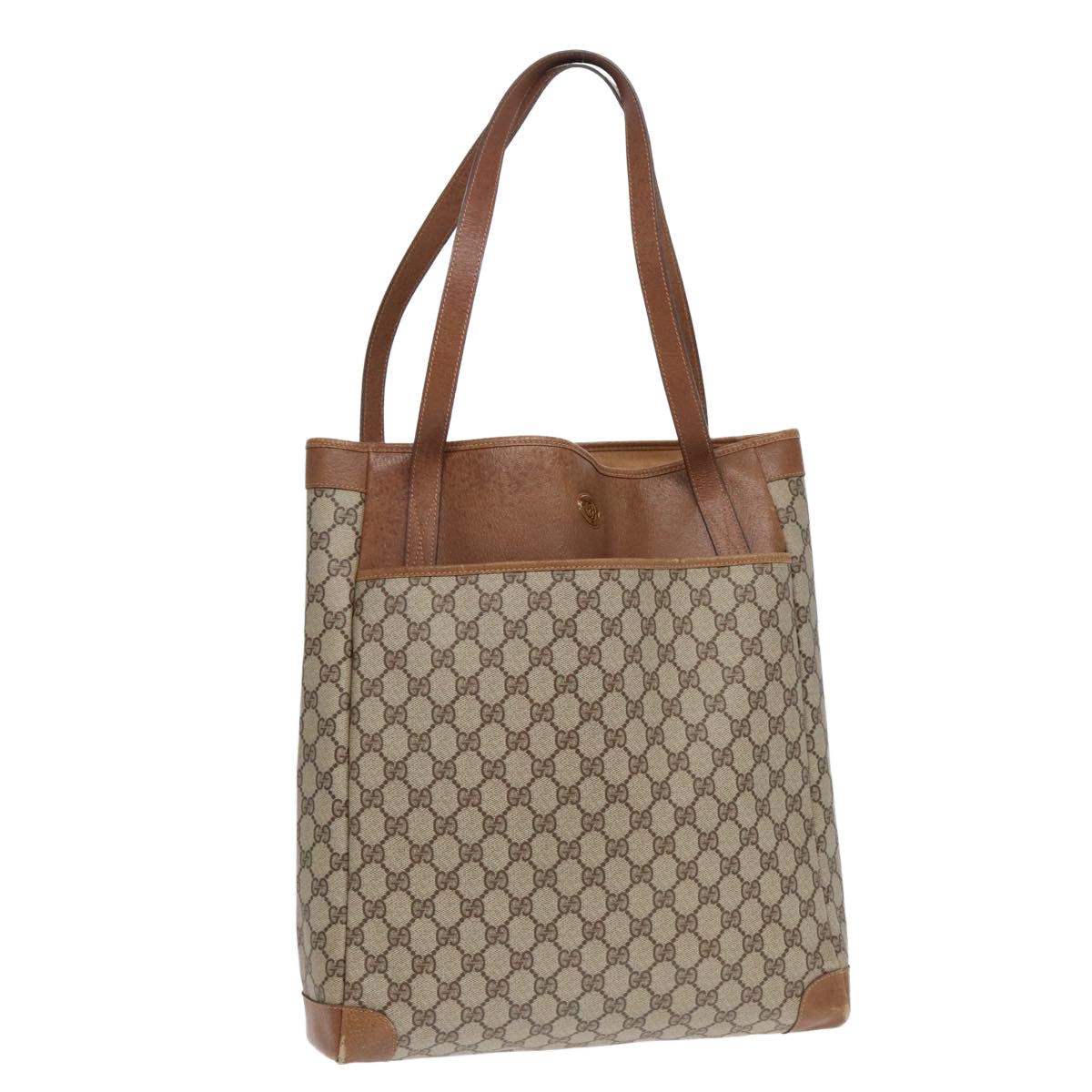 GUCCI GG Supreme Tote Bag PVC Leather Beige Gold 002 115 0135 ep5666
