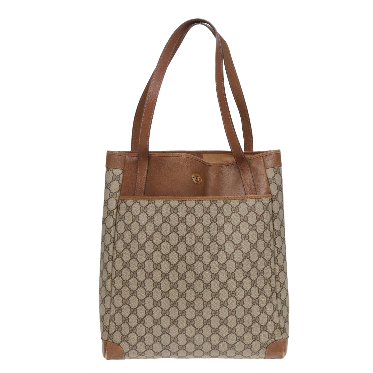 GUCCI GG Supreme Tote Bag PVC Leather Beige Gold 002 115 0135 ep5666