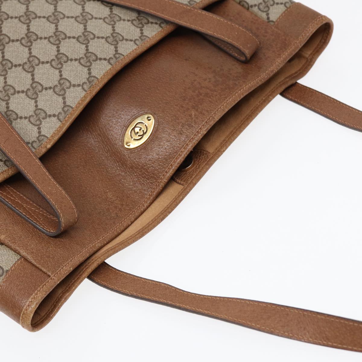 GUCCI GG Supreme Tote Bag PVC Leather Beige Gold 002 115 0135 ep5666