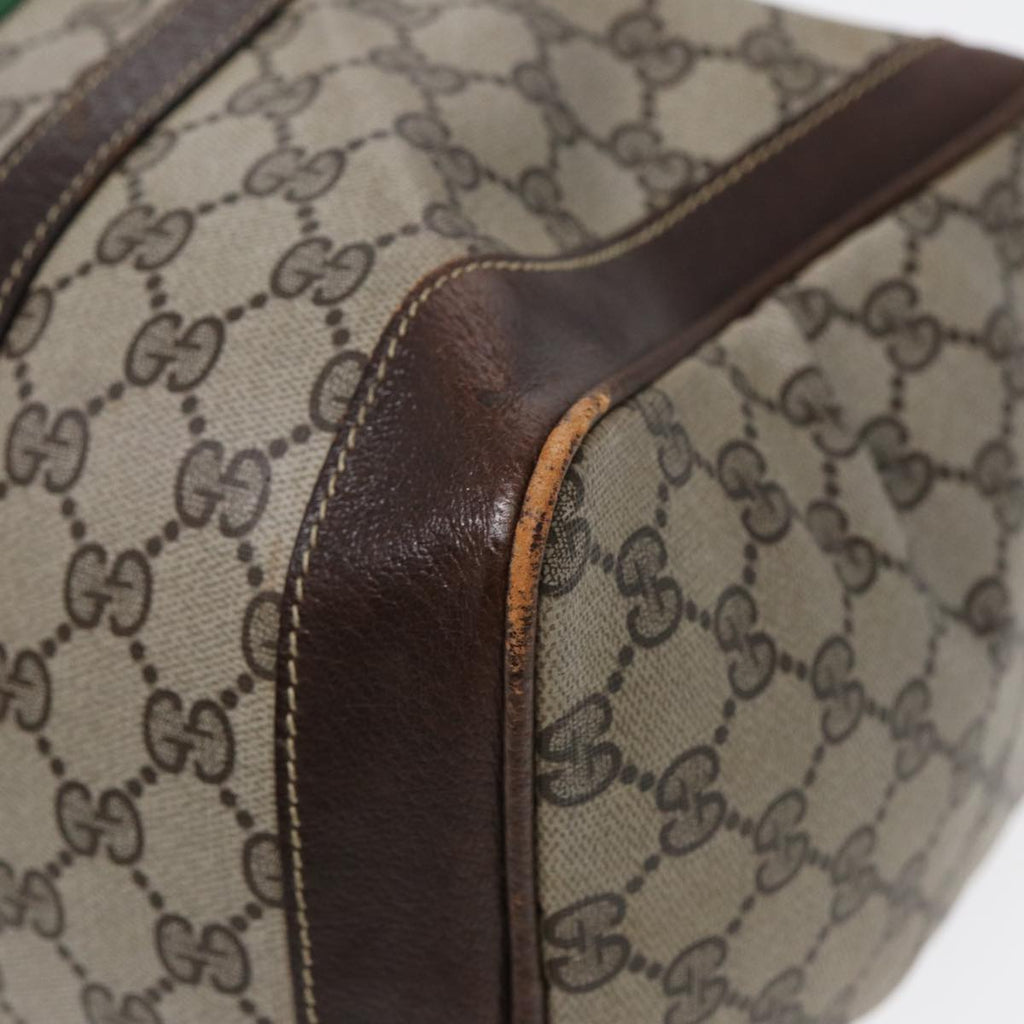 GUCCI GG Supreme Web Sherry Line Boston Bag PVC Beige Gold Red ep5669