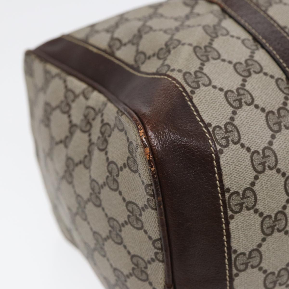 GUCCI GG Supreme Web Sherry Line Boston Bag PVC Beige Gold Red ep5669