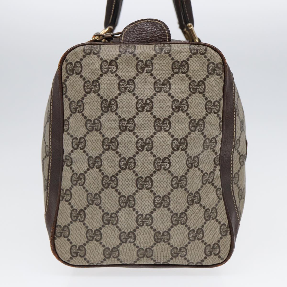 GUCCI GG Supreme Web Sherry Line Boston Bag PVC Beige Gold Red ep5669
