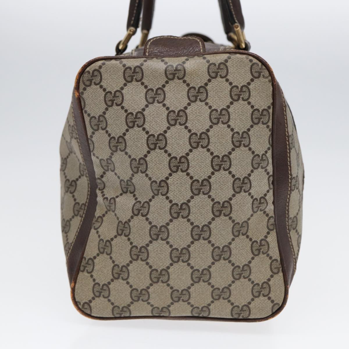 GUCCI GG Supreme Web Sherry Line Boston Bag PVC Beige Gold Red ep5669