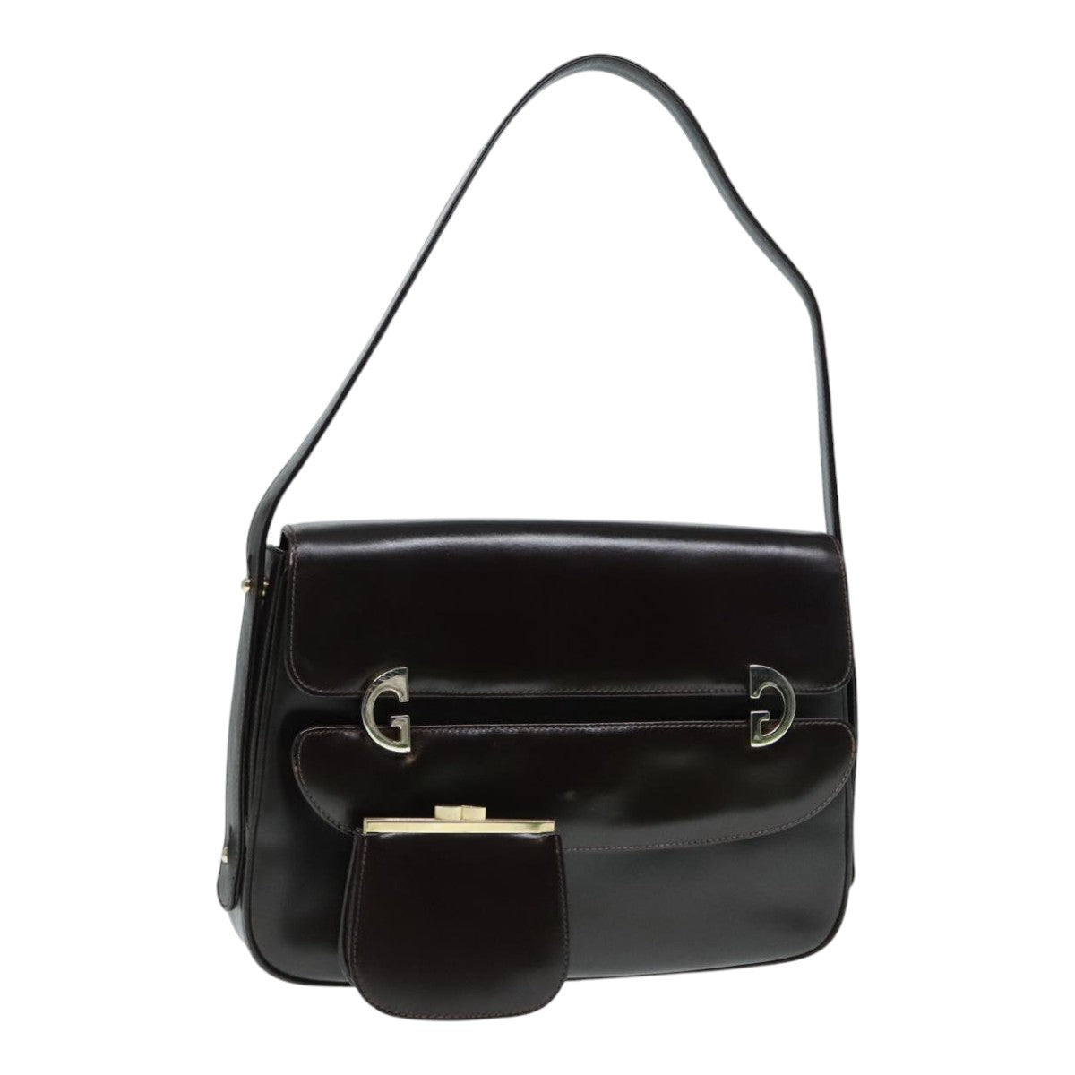 GUCCI Shoulder Bag Leather Brown Silver ep5673