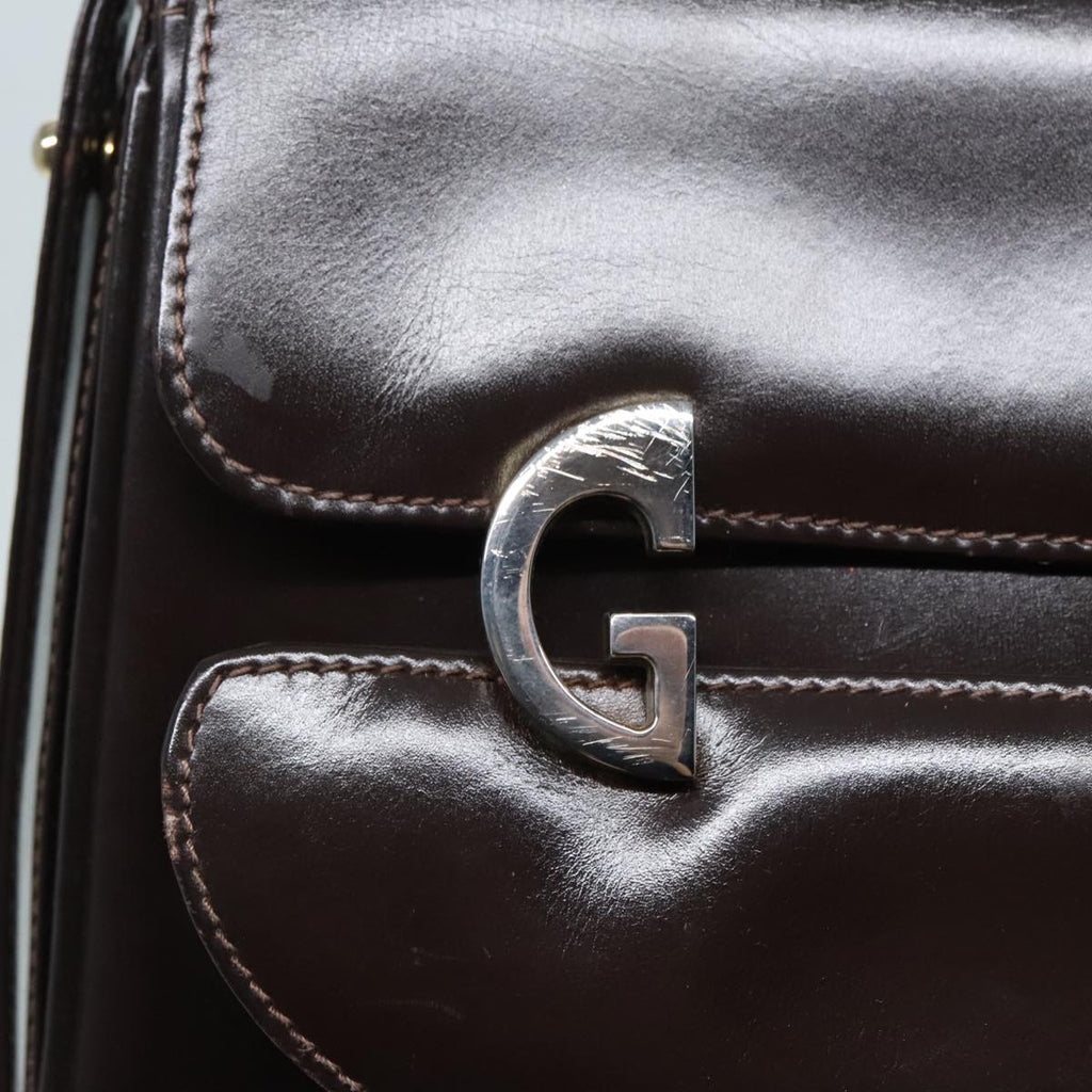 GUCCI Shoulder Bag Leather Brown Silver ep5673