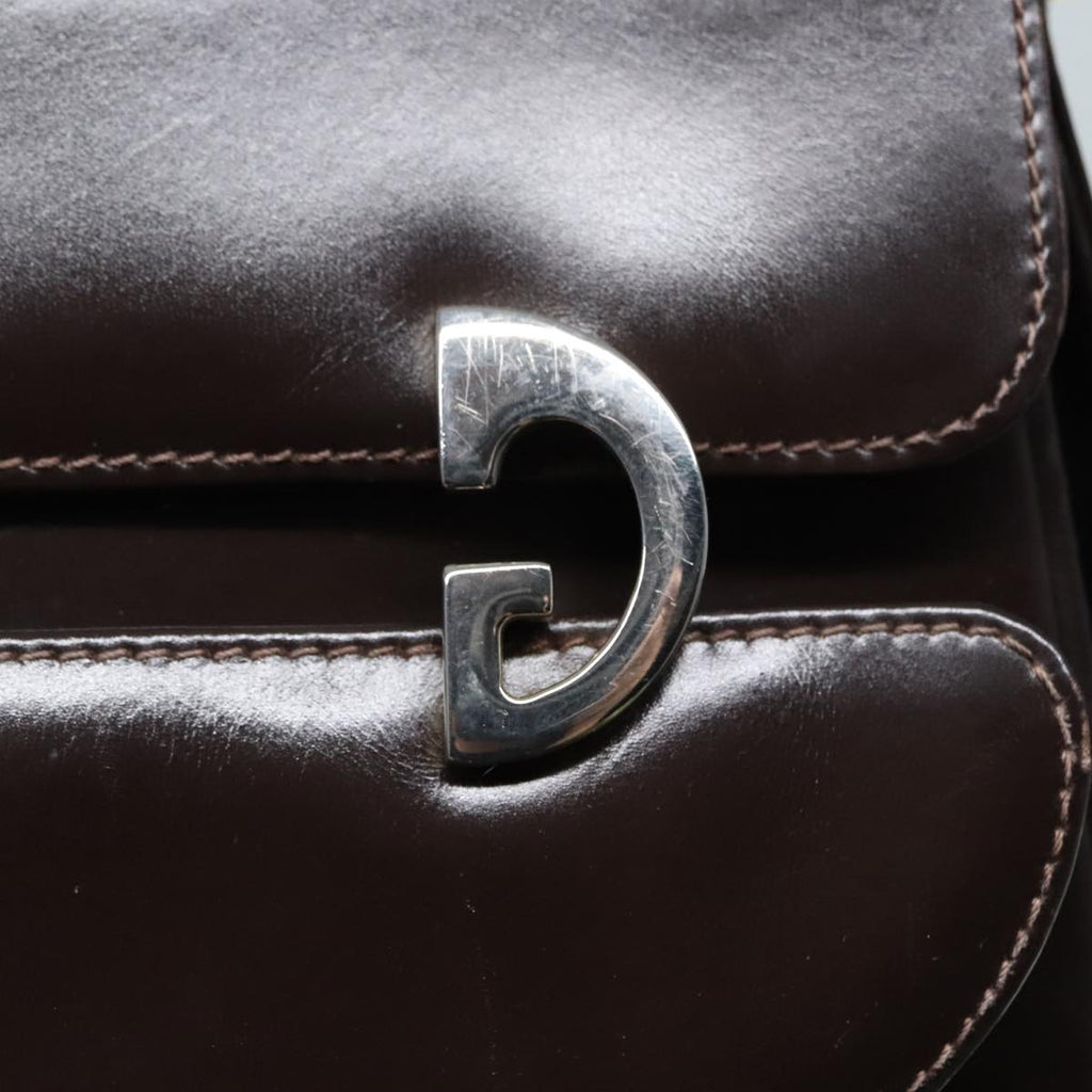GUCCI Shoulder Bag Leather Brown Silver ep5673