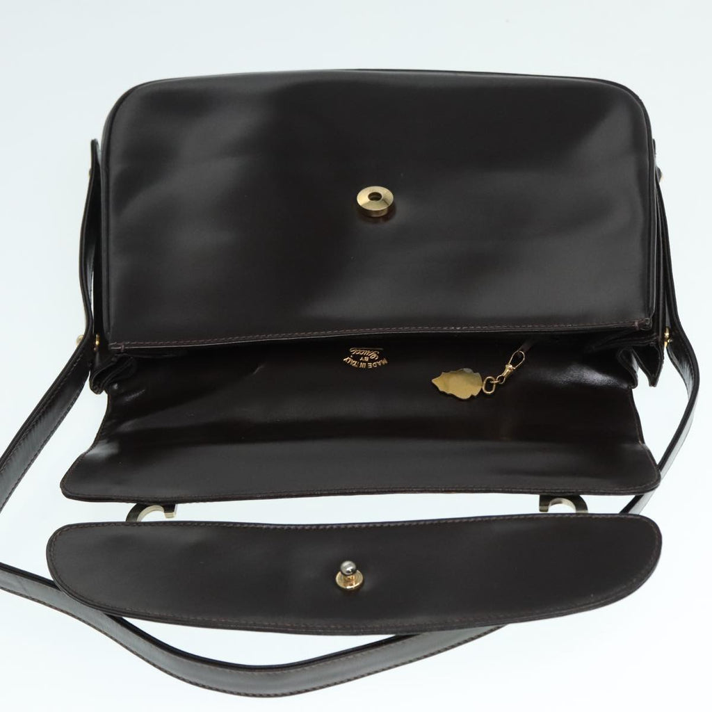 GUCCI Shoulder Bag Leather Brown Silver ep5673