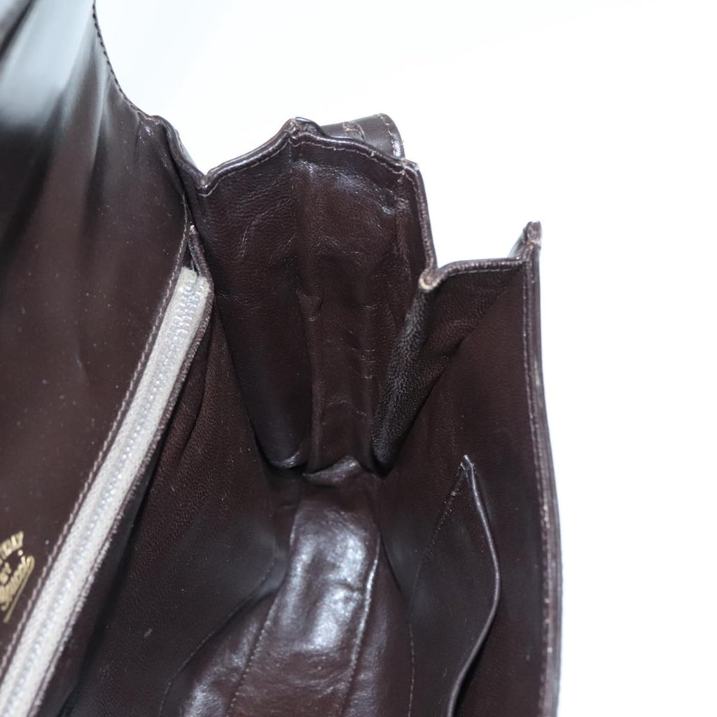 GUCCI Shoulder Bag Leather Brown Silver ep5673