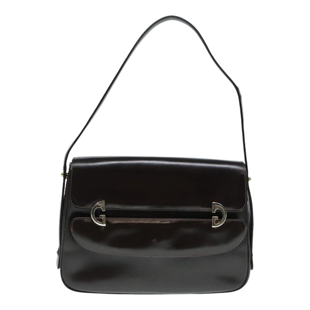 GUCCI Shoulder Bag Leather Brown Silver ep5673