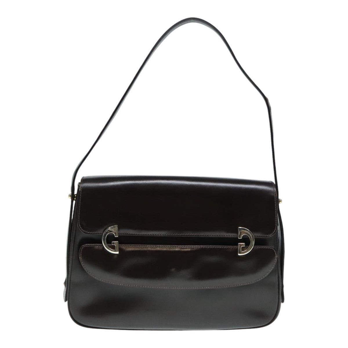 GUCCI Shoulder Bag Leather Brown Silver ep5673