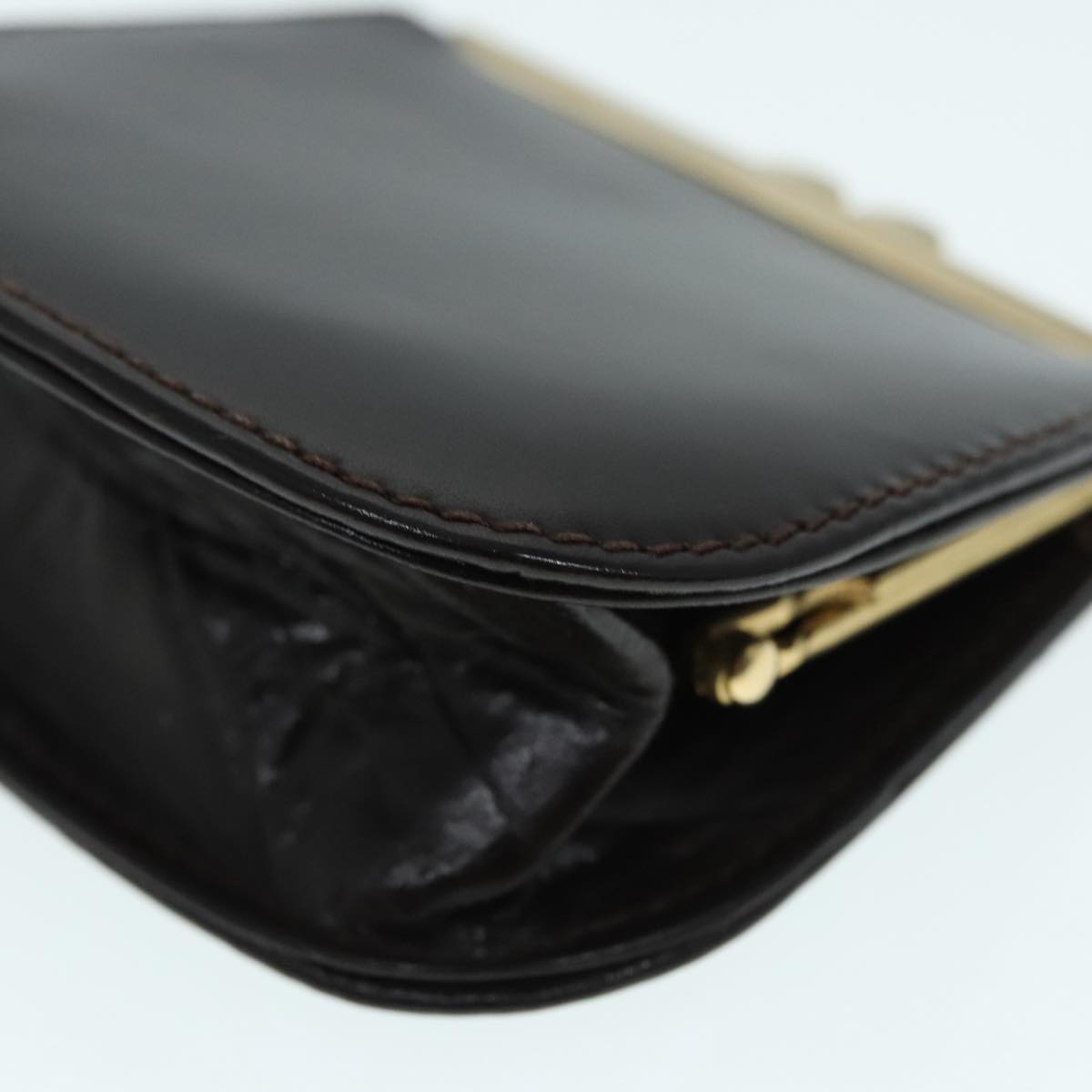 GUCCI Shoulder Bag Leather Brown Silver ep5673