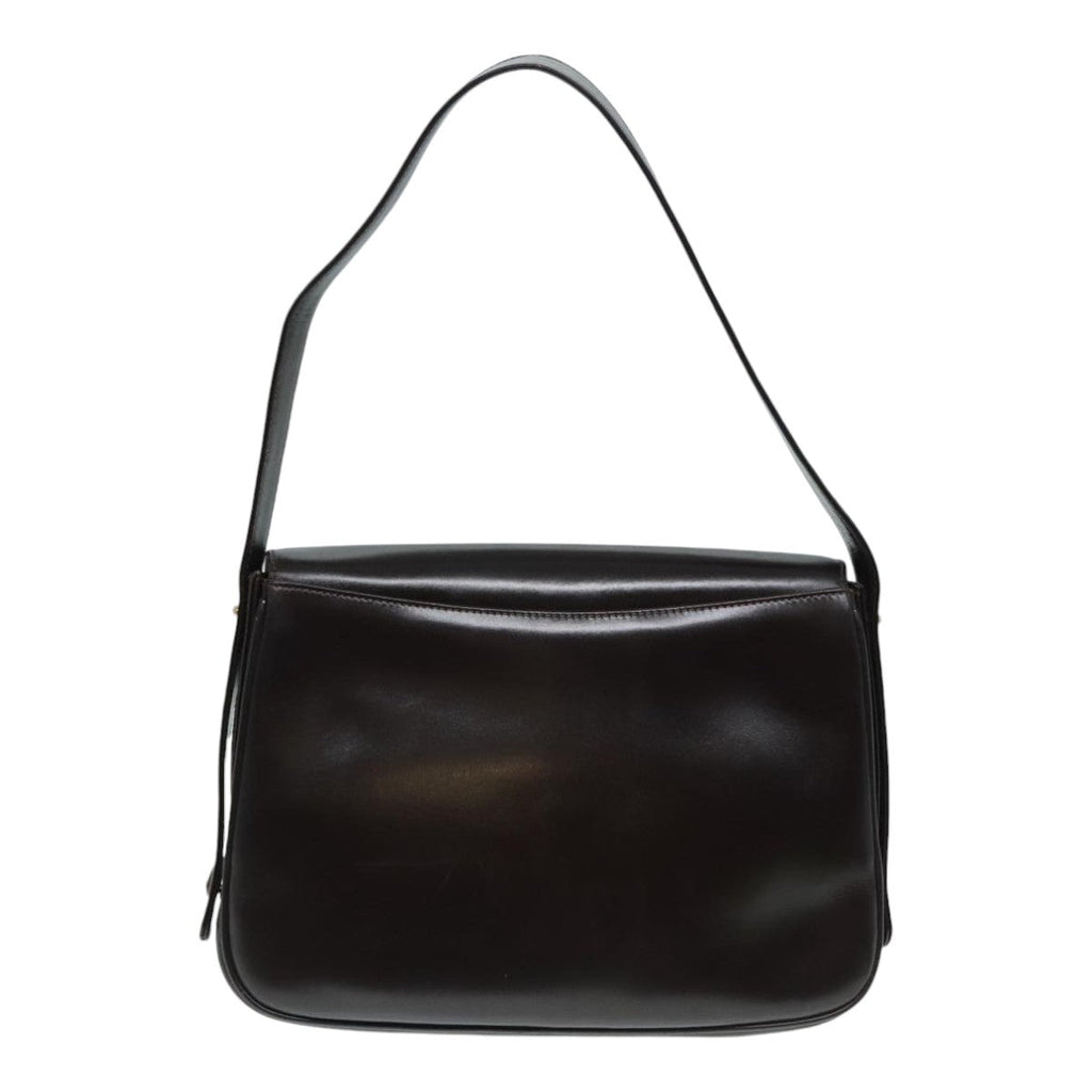 GUCCI Shoulder Bag Leather Brown Silver ep5673