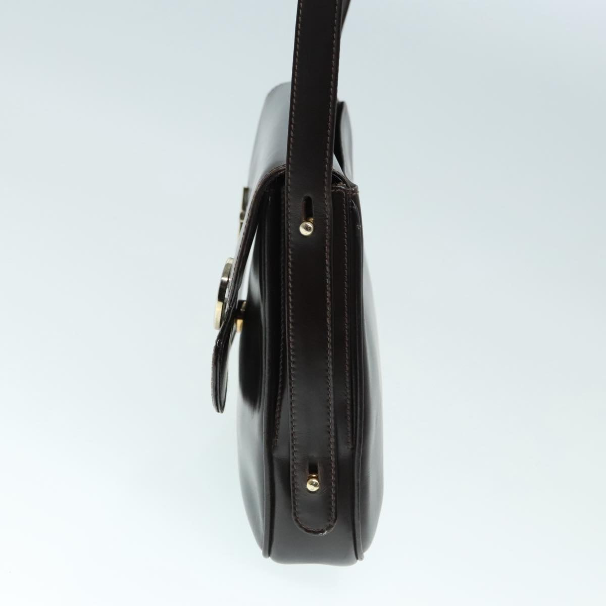GUCCI Shoulder Bag Leather Brown Silver ep5673