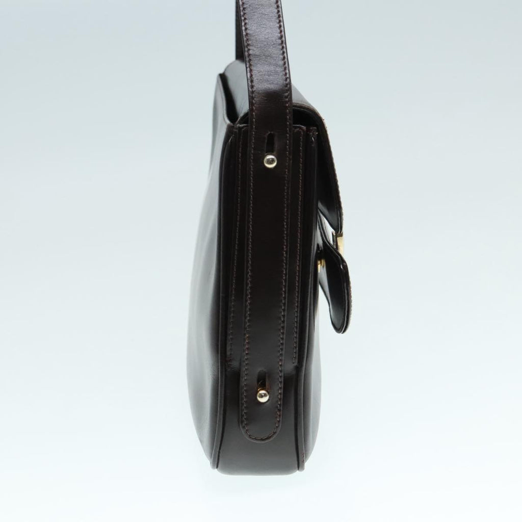 GUCCI Shoulder Bag Leather Brown Silver ep5673