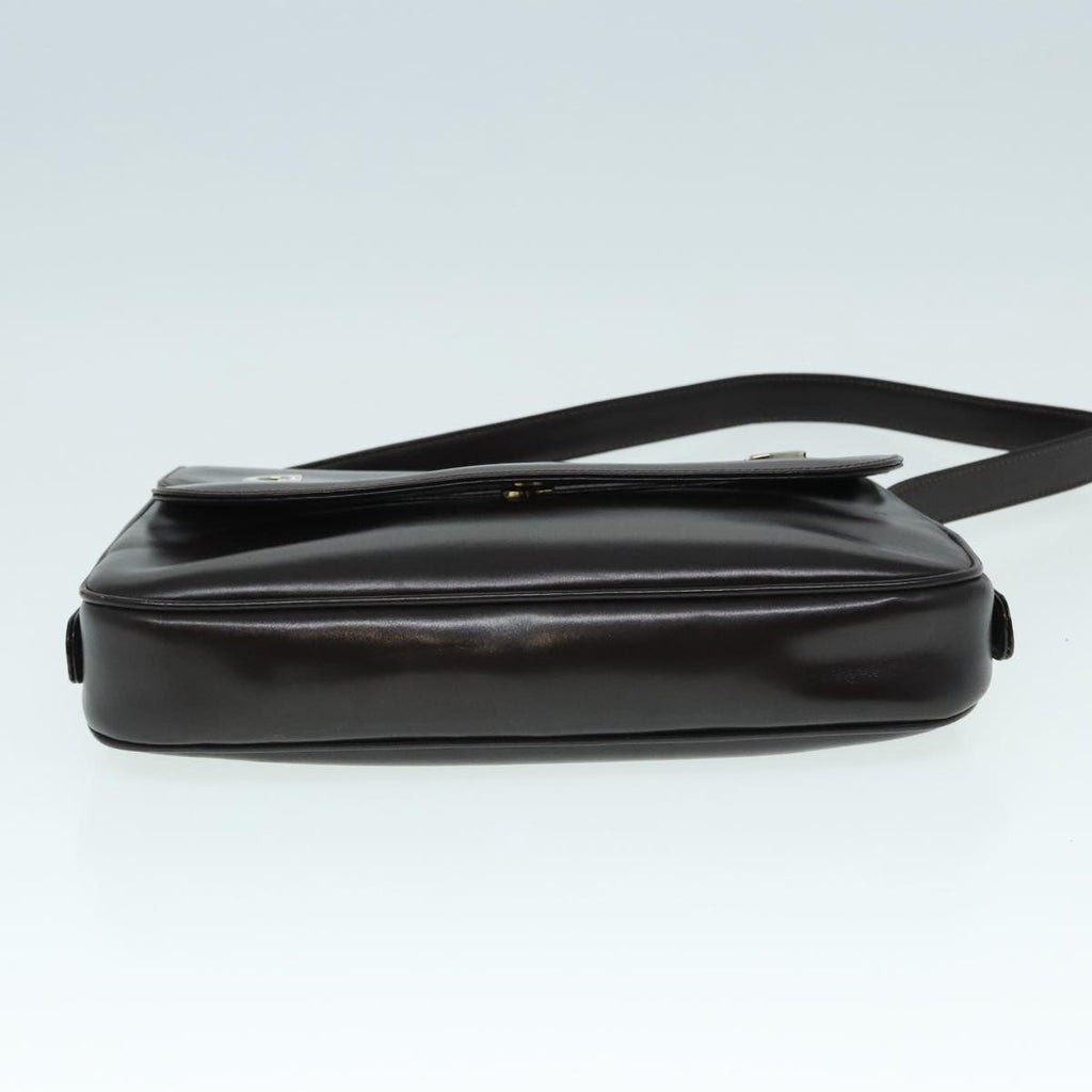 GUCCI Shoulder Bag Leather Brown Silver ep5673