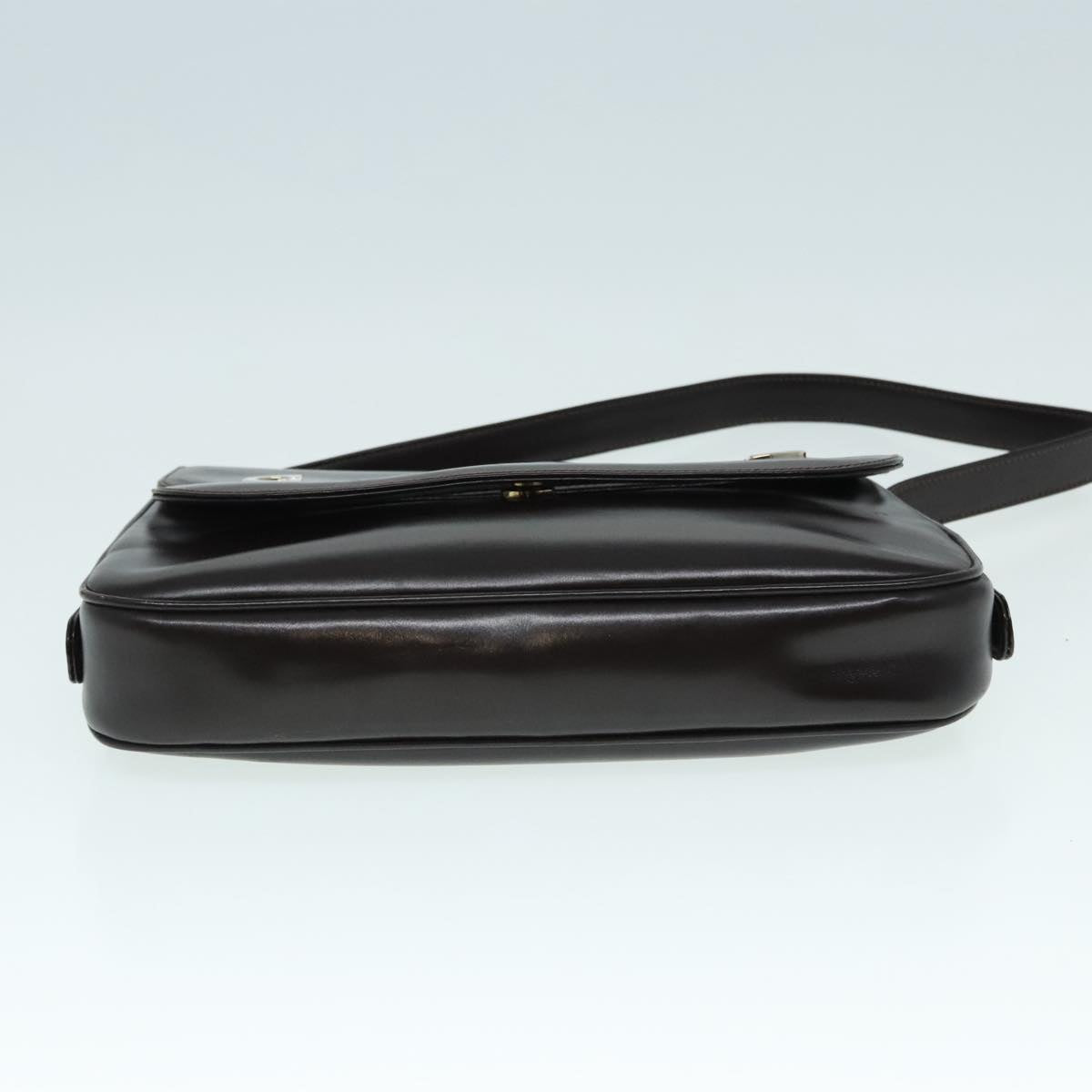 GUCCI Shoulder Bag Leather Brown Silver ep5673
