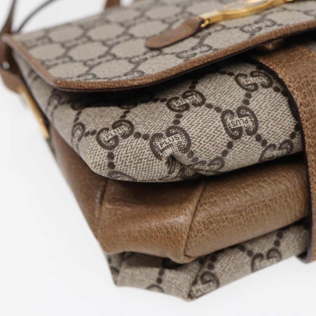 GUCCI GG Plus Supreme Shoulder Bag PVC Beige Gold ep5678