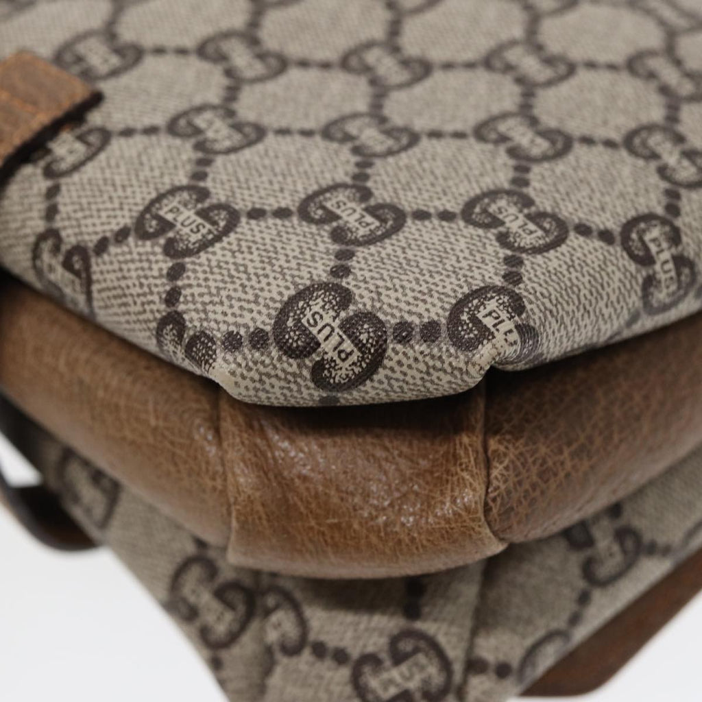GUCCI GG Plus Supreme Shoulder Bag PVC Beige Gold ep5678
