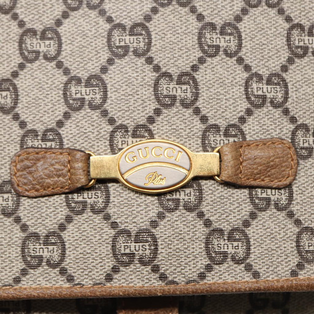 GUCCI GG Plus Supreme Shoulder Bag PVC Beige Gold ep5678