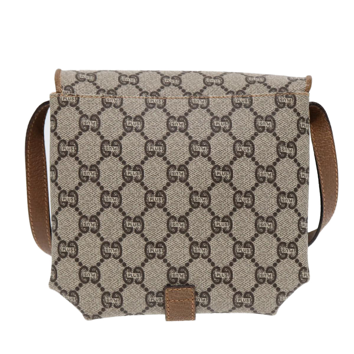 GUCCI GG Plus Supreme Shoulder Bag PVC Beige Gold ep5678