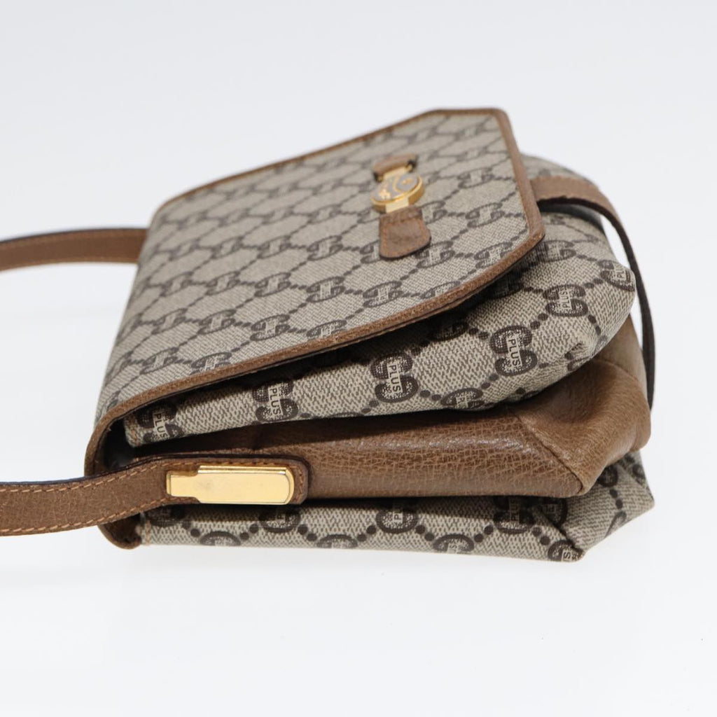 GUCCI GG Plus Supreme Shoulder Bag PVC Beige Gold ep5678