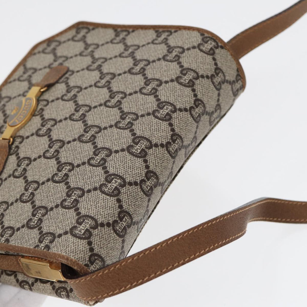 GUCCI GG Plus Supreme Shoulder Bag PVC Beige Gold ep5678