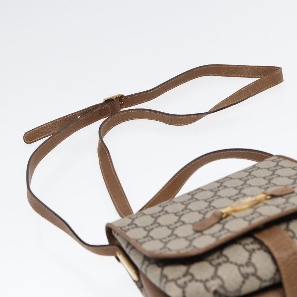 GUCCI GG Plus Supreme Shoulder Bag PVC Beige Gold ep5678