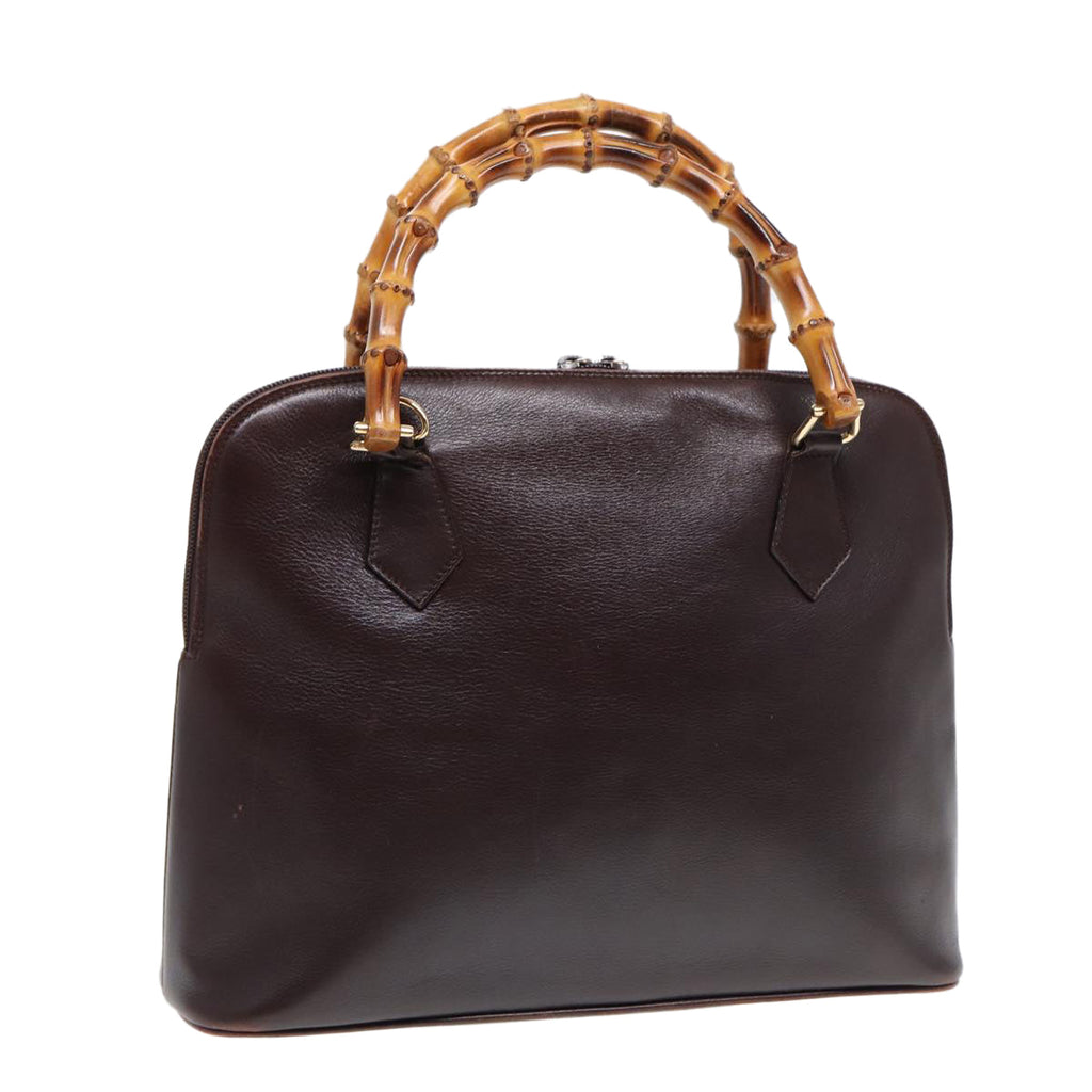GUCCI Bamboo Hand Bag Leather Brown Gold 000 0289 ep5679