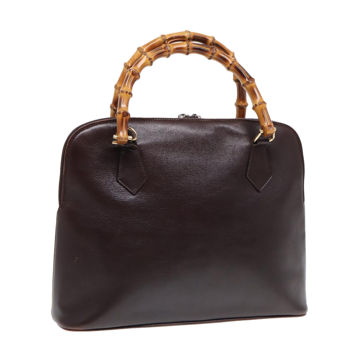 GUCCI Bamboo Hand Bag Leather Brown Gold 000 0289 ep5679