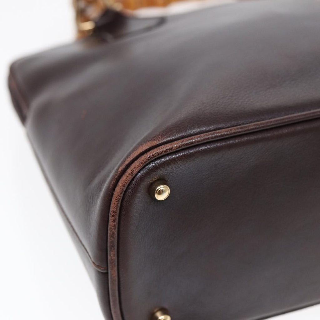 GUCCI Bamboo Hand Bag Leather Brown Gold 000 0289 ep5679