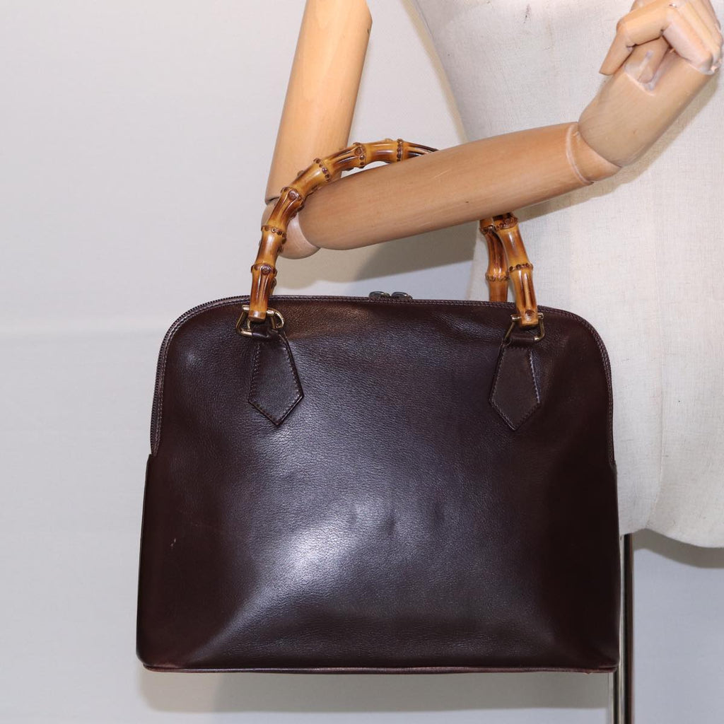 GUCCI Bamboo Hand Bag Leather Brown Gold 000 0289 ep5679
