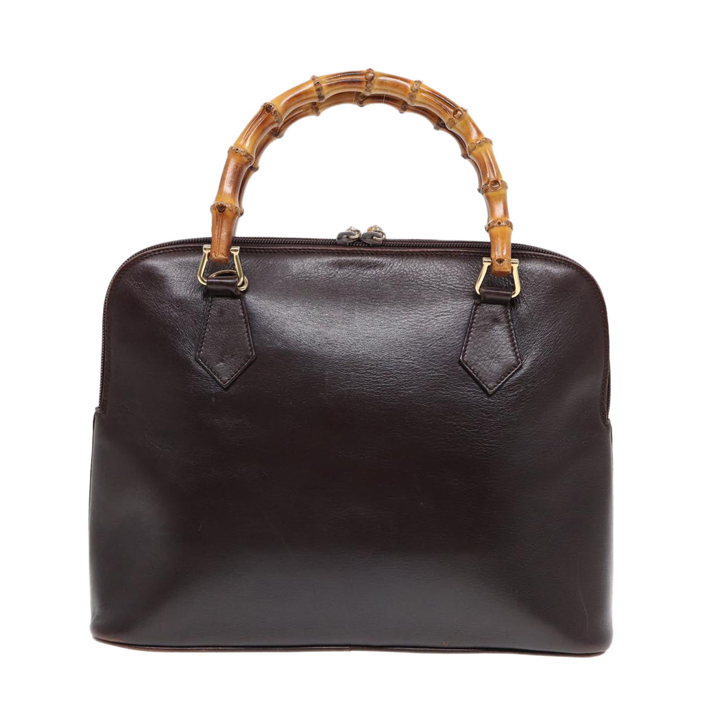 GUCCI Bamboo Hand Bag Leather Brown Gold 000 0289 ep5679