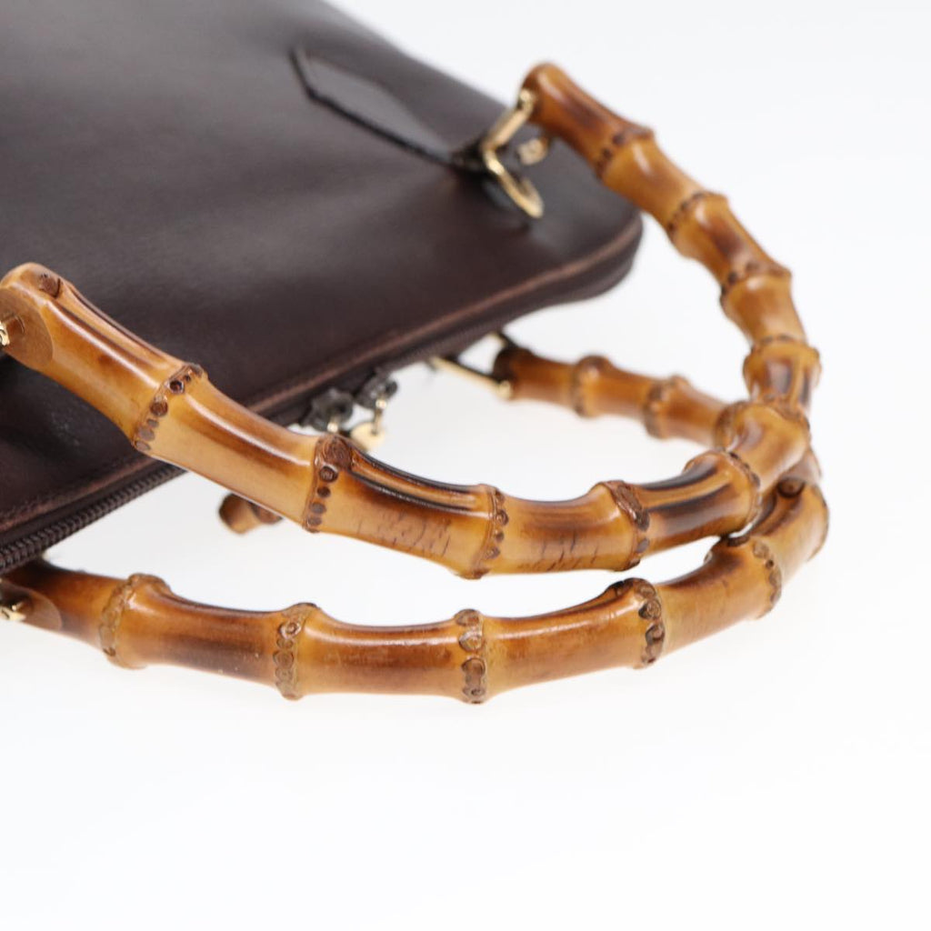 GUCCI Bamboo Hand Bag Leather Brown Gold 000 0289 ep5679