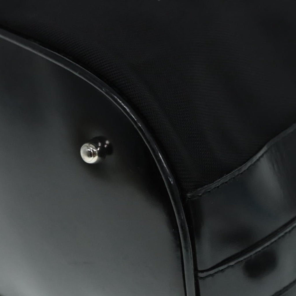 GUCCI Bamboo Hand Bag Nylon 2way Black Silver 001 3754 1657 ep5681