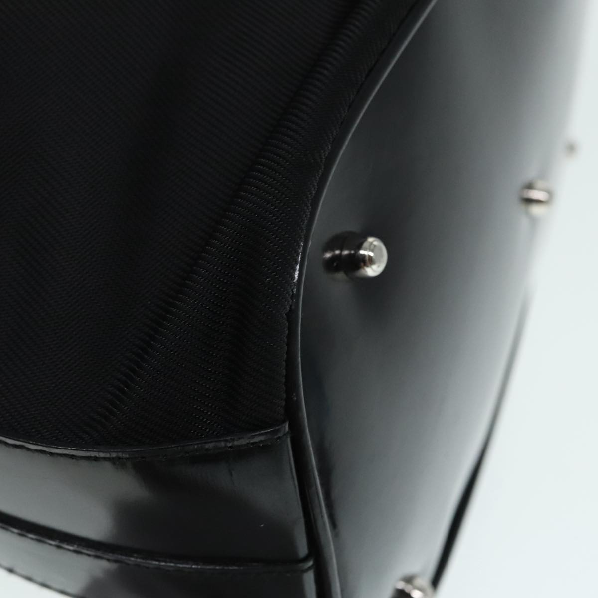 GUCCI Bamboo Hand Bag Nylon 2way Black Silver 001 3754 1657 ep5681