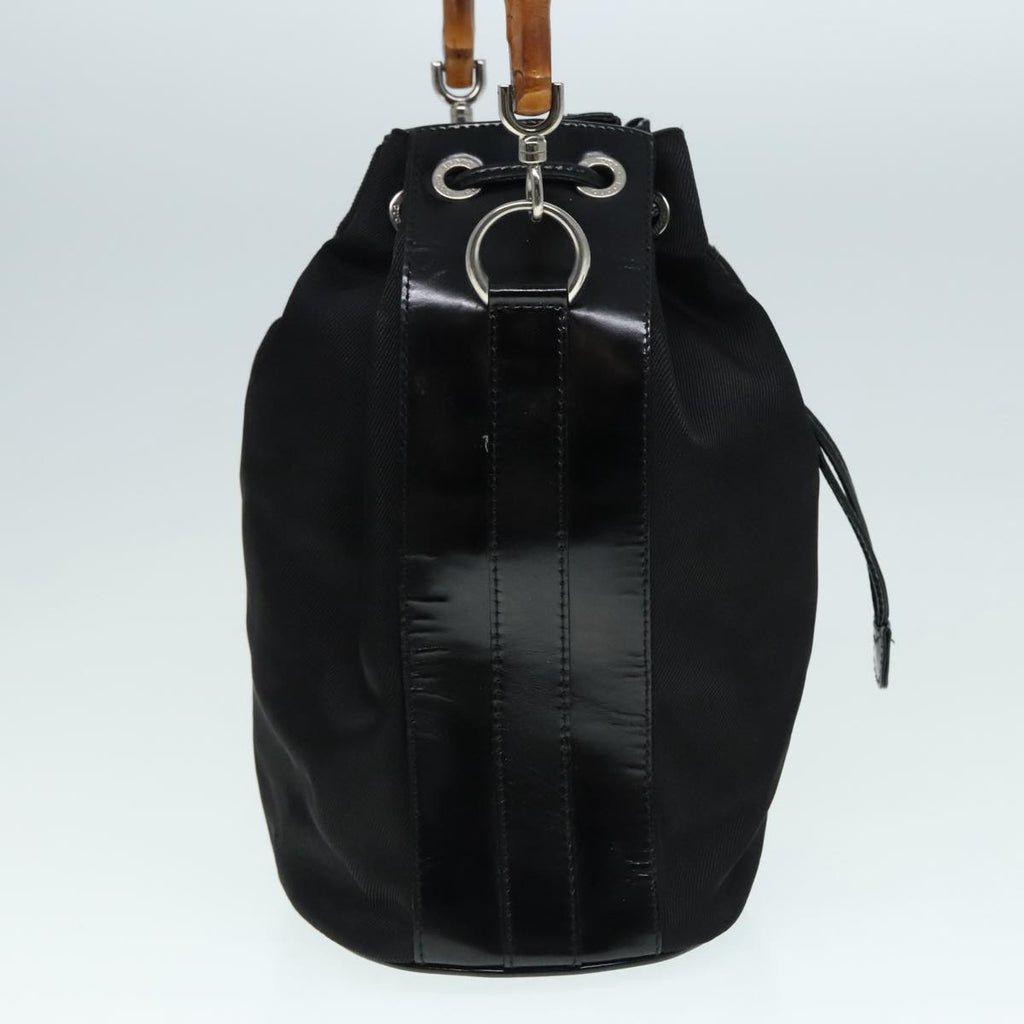 GUCCI Bamboo Hand Bag Nylon 2way Black Silver 001 3754 1657 ep5681