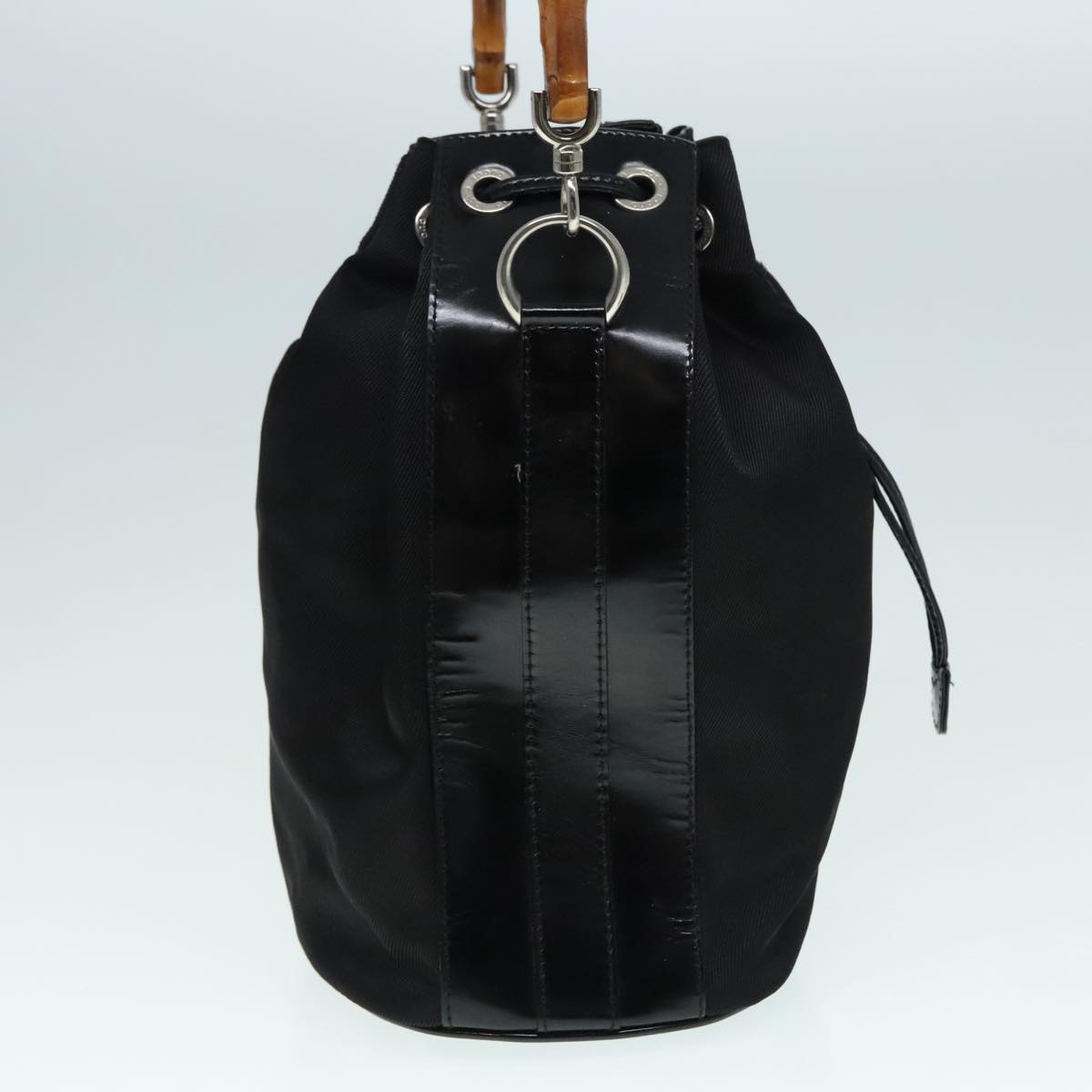 GUCCI Bamboo Hand Bag Nylon 2way Black Silver 001 3754 1657 ep5681