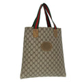 GUCCI GG Supreme Web Sherry Line Tote Bag PVC Beige Red 02 37 1300 ep5684