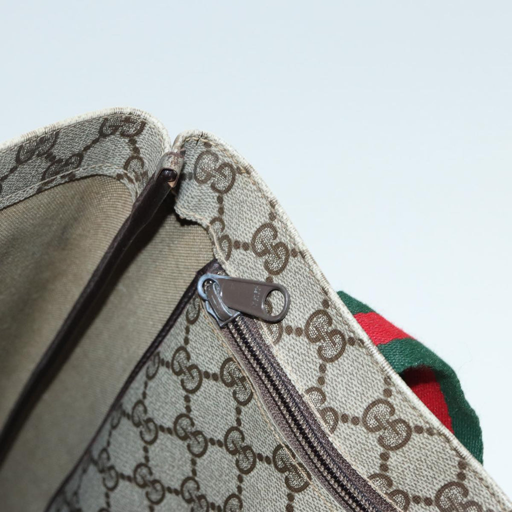 GUCCI GG Supreme Web Sherry Line Tote Bag PVC Beige Red 02 37 1300 ep5684