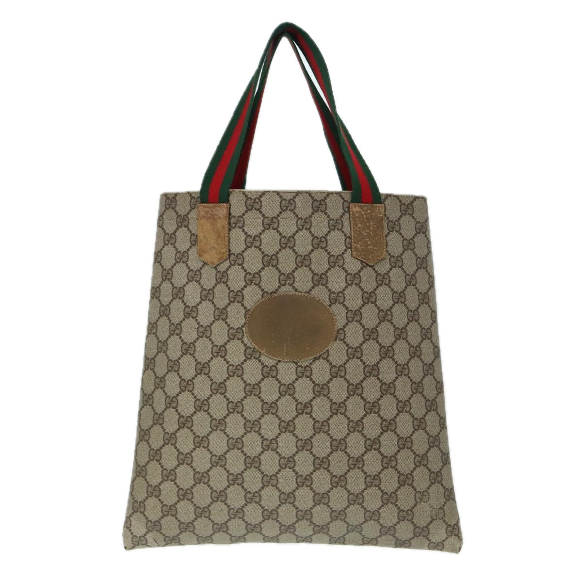 GUCCI GG Supreme Web Sherry Line Tote Bag PVC Beige Red 02 37 1300 ep5684