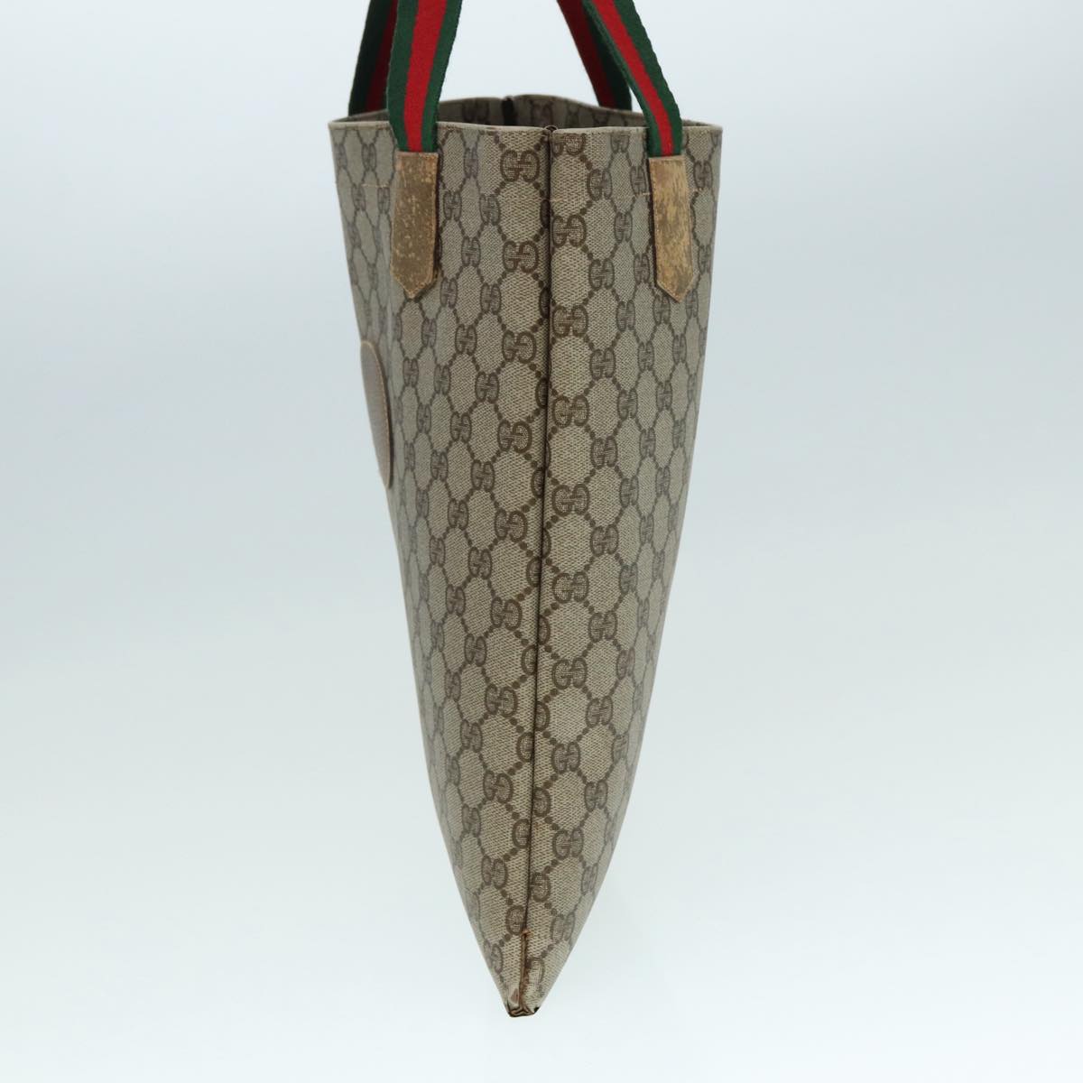 GUCCI GG Supreme Web Sherry Line Tote Bag PVC Beige Red 02 37 1300 ep5684