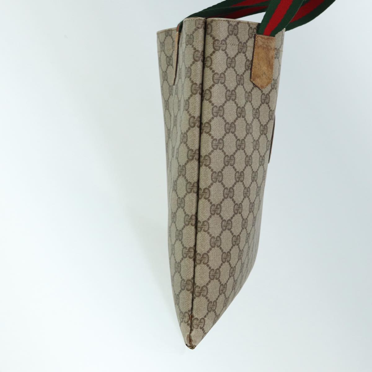 GUCCI GG Supreme Web Sherry Line Tote Bag PVC Beige Red 02 37 1300 ep5684