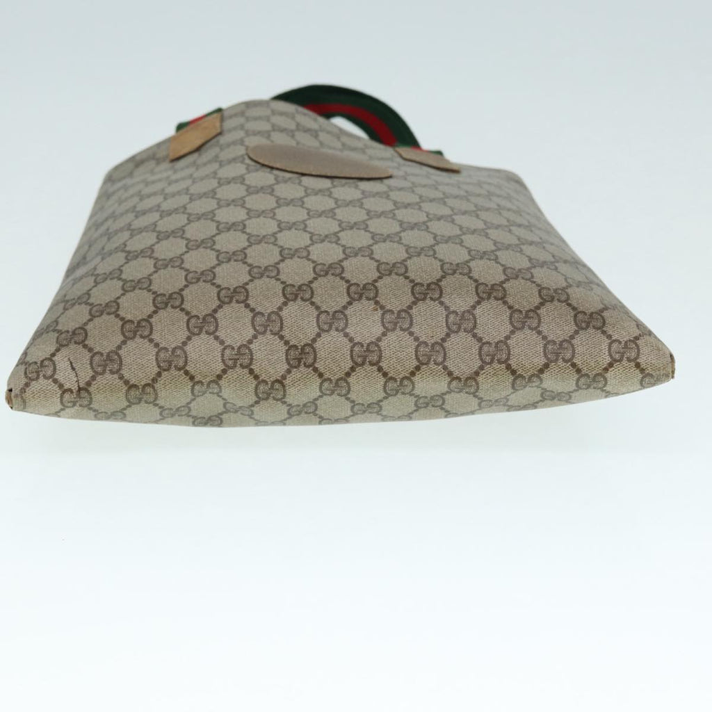 GUCCI GG Supreme Web Sherry Line Tote Bag PVC Beige Red 02 37 1300 ep5684