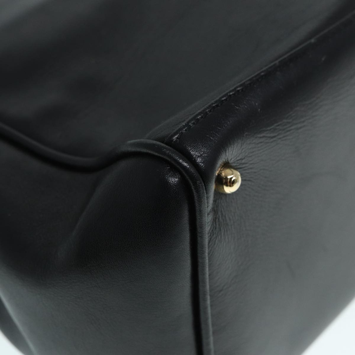 GUCCI Bamboo Hand Bag Leather Outlet 2way Black Gold 000 122 0316 ep5685