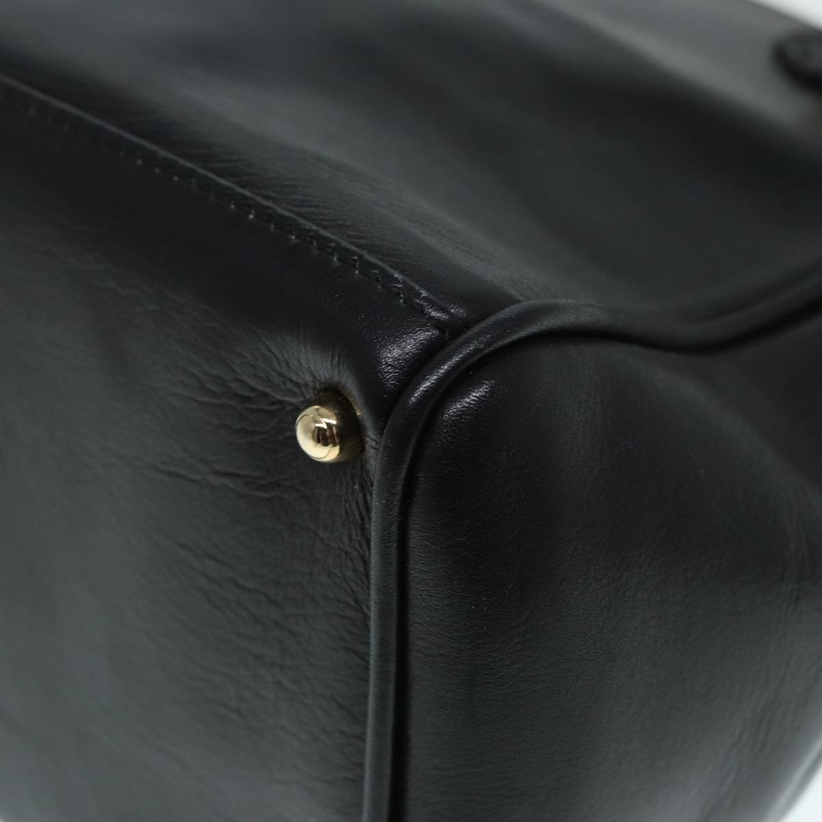 GUCCI Bamboo Hand Bag Leather Outlet 2way Black Gold 000 122 0316 ep5685