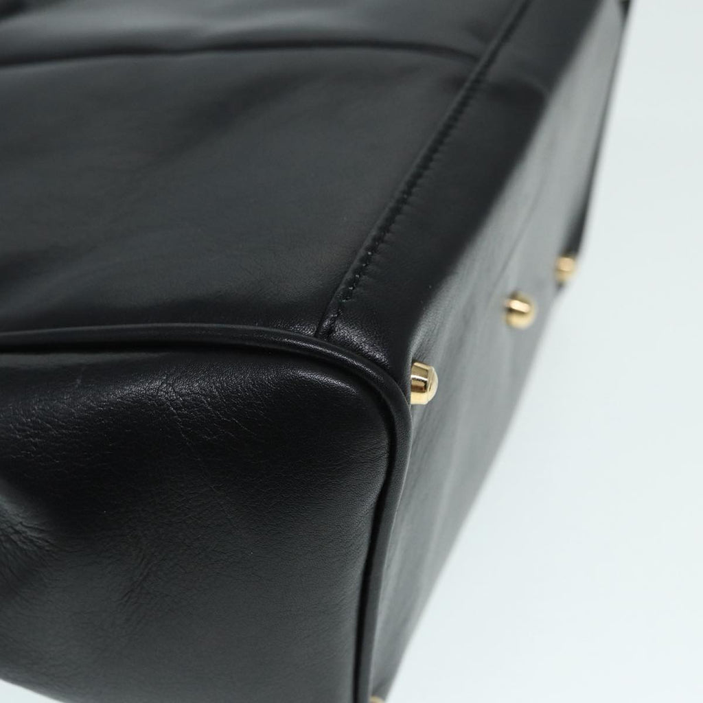 GUCCI Bamboo Hand Bag Leather Outlet 2way Black Gold 000 122 0316 ep5685