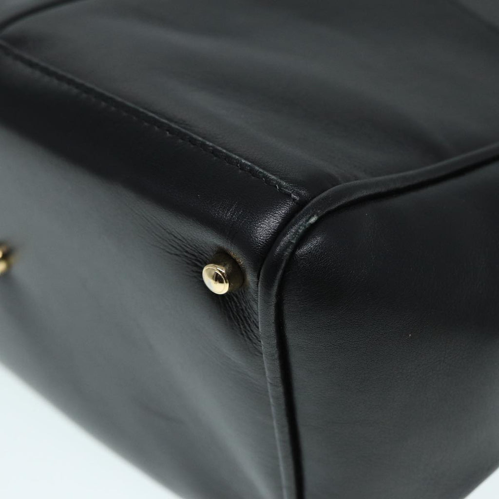 GUCCI Bamboo Hand Bag Leather Outlet 2way Black Gold 000 122 0316 ep5685