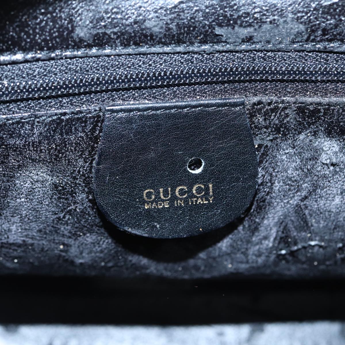GUCCI Bamboo Hand Bag Leather Outlet 2way Black Gold 000 122 0316 ep5685