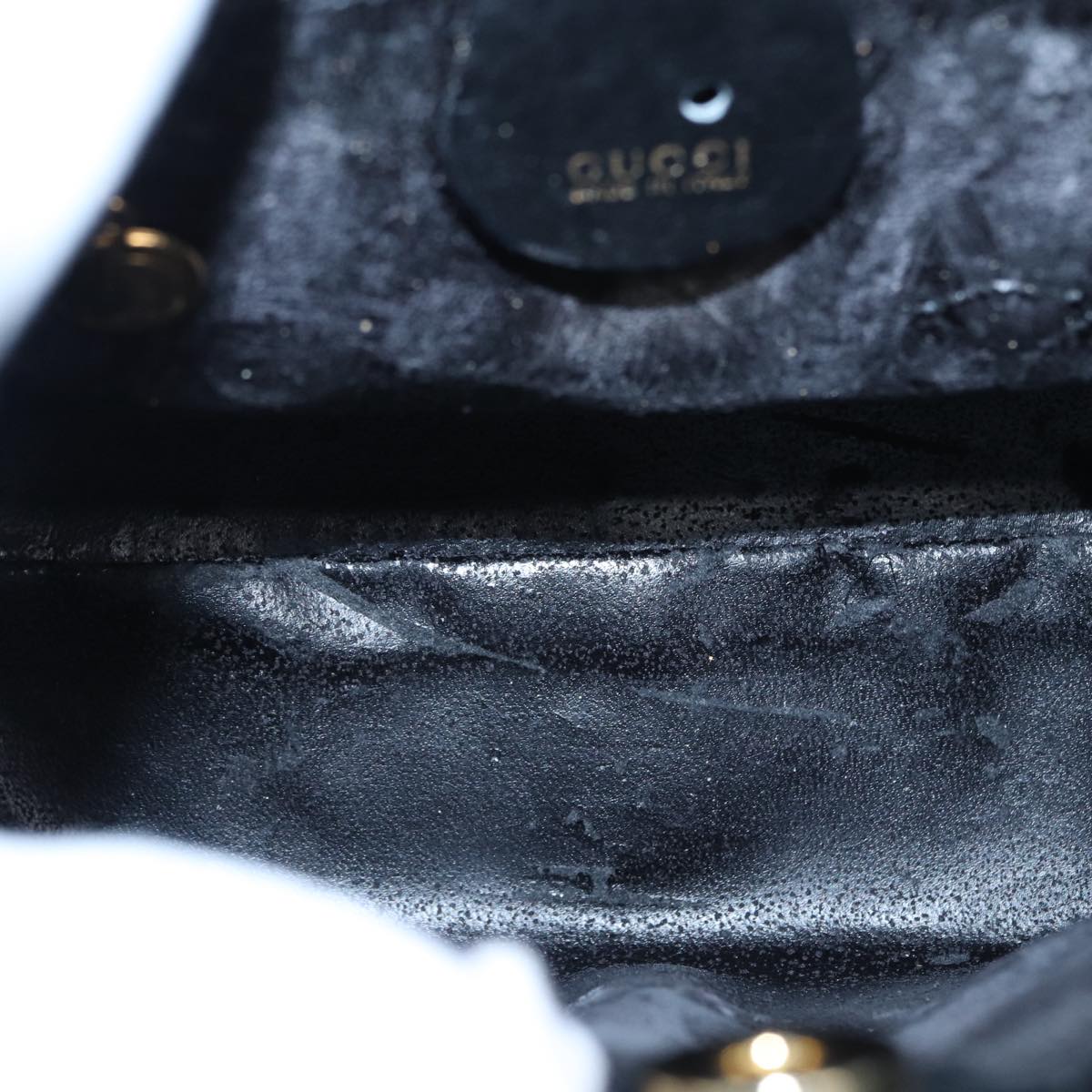 GUCCI Bamboo Hand Bag Leather Outlet 2way Black Gold 000 122 0316 ep5685