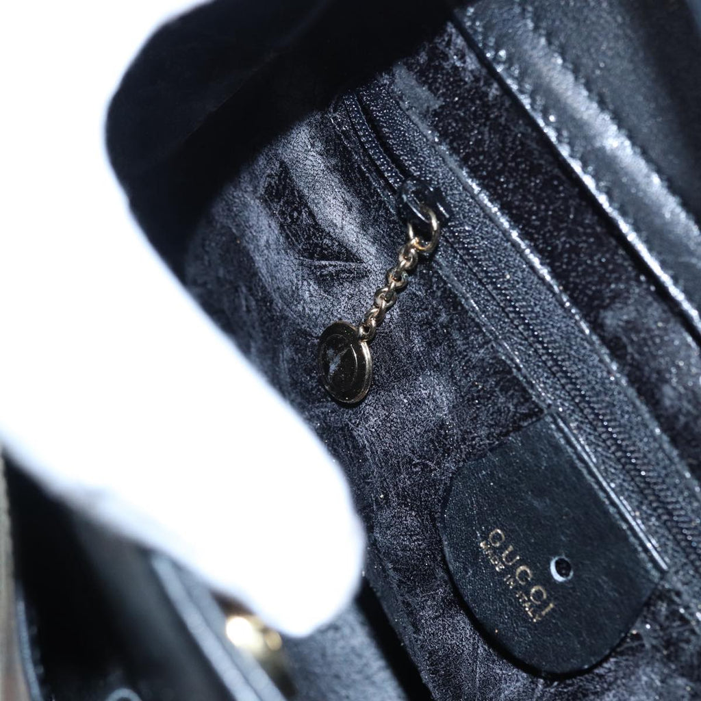 GUCCI Bamboo Hand Bag Leather Outlet 2way Black Gold 000 122 0316 ep5685